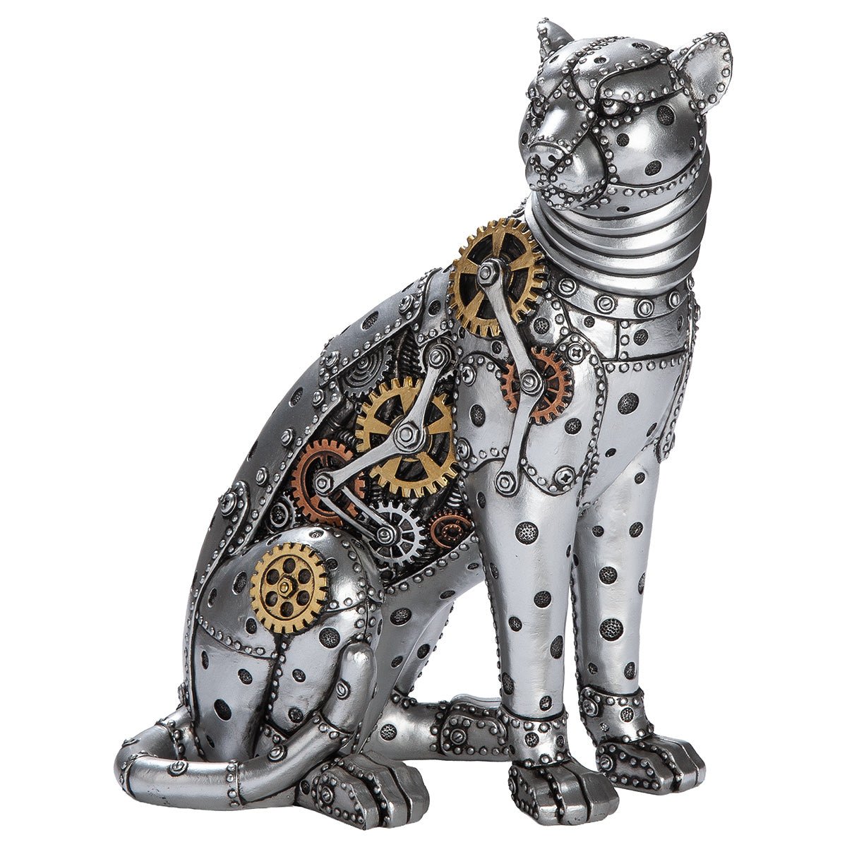 Gilde Figure Leopard Steampunk Gear Wheel Resin -Gilde