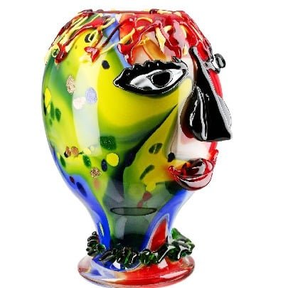 Gilde Glassart Face Vase Andrew Multicoloured 29cm -Gilde