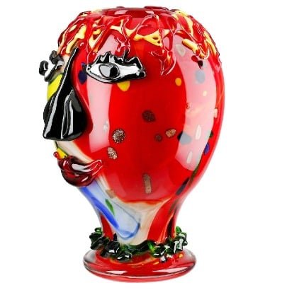 Gilde Glassart Face Vase Andrew Multicoloured 29cm -Gilde