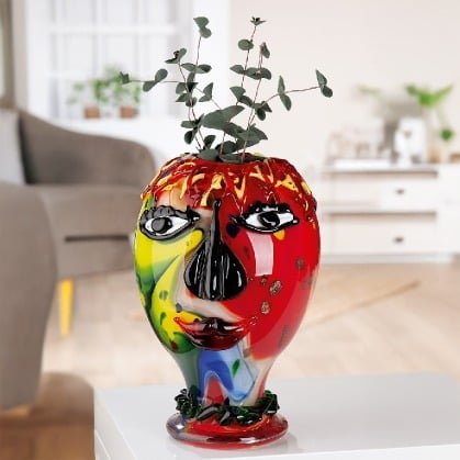 Gilde Glassart Face Vase Andrew Multicoloured 29cm -Gilde