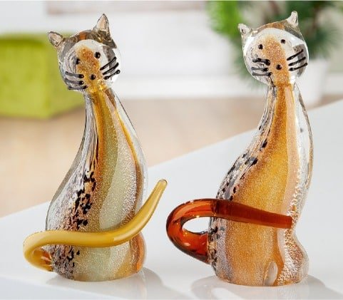 Gilde Glassart Figure Cat Brown Tail -Gilde