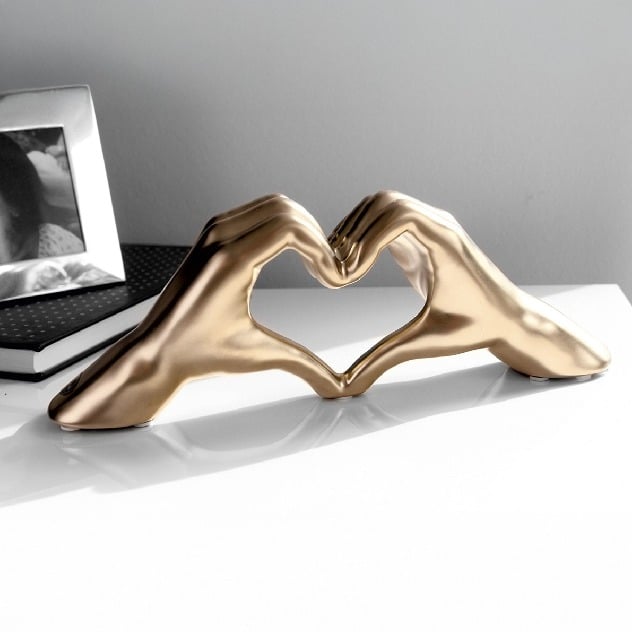 Gilde Heart Hand Motif Ceramics Champagne -Gilde