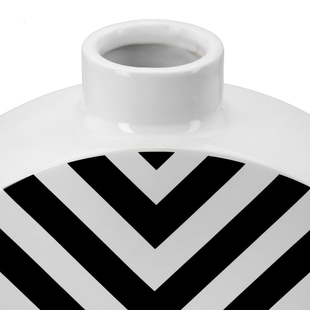 Gilde Lidded Vase Round Chevron Graphic Black, White 28cm -Gilde