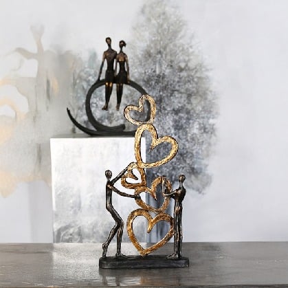 Gilde Sculpture Couple Motif Bronze , Gold -Gilde
