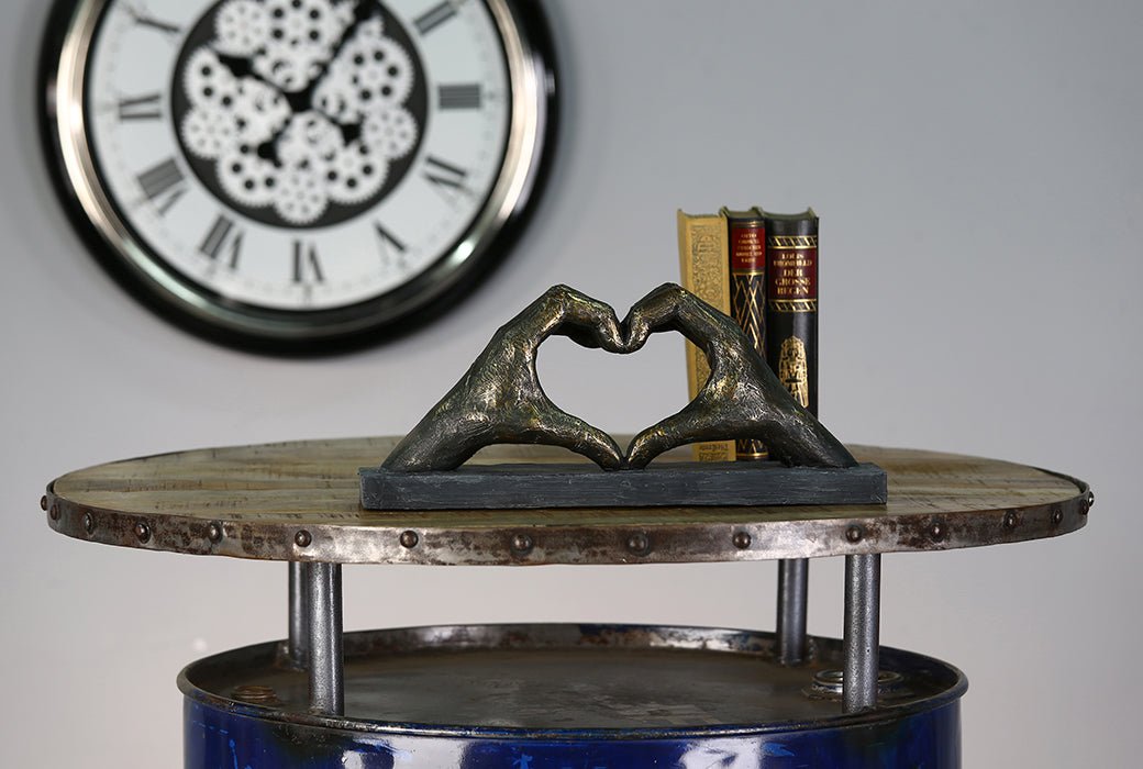 Gilde Sculpture Heart Hand Motif Poly Bronze -Gilde