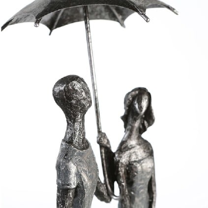 Gilde Sculpture Pair Umbrella Motif Gray, Anthracite, Silver -Gilde