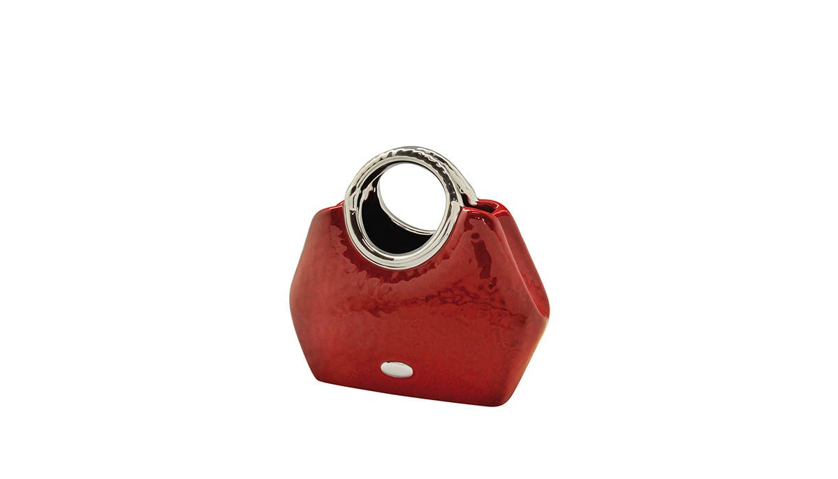 Gilde Vase Handbag Ceramics Milano Red 21cm -Gilde