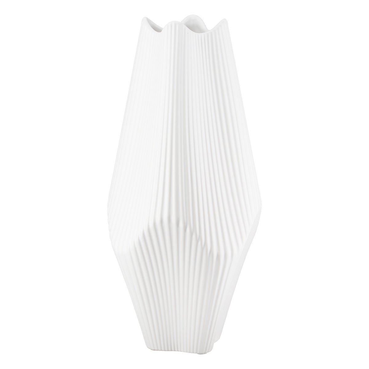 Gilde Vase Lamellen Ceramics White 30cm -Gilde