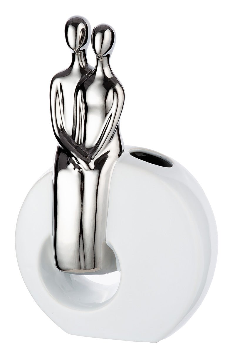 Gilde Vase Pair Liebe White 27.5cm -Gilde