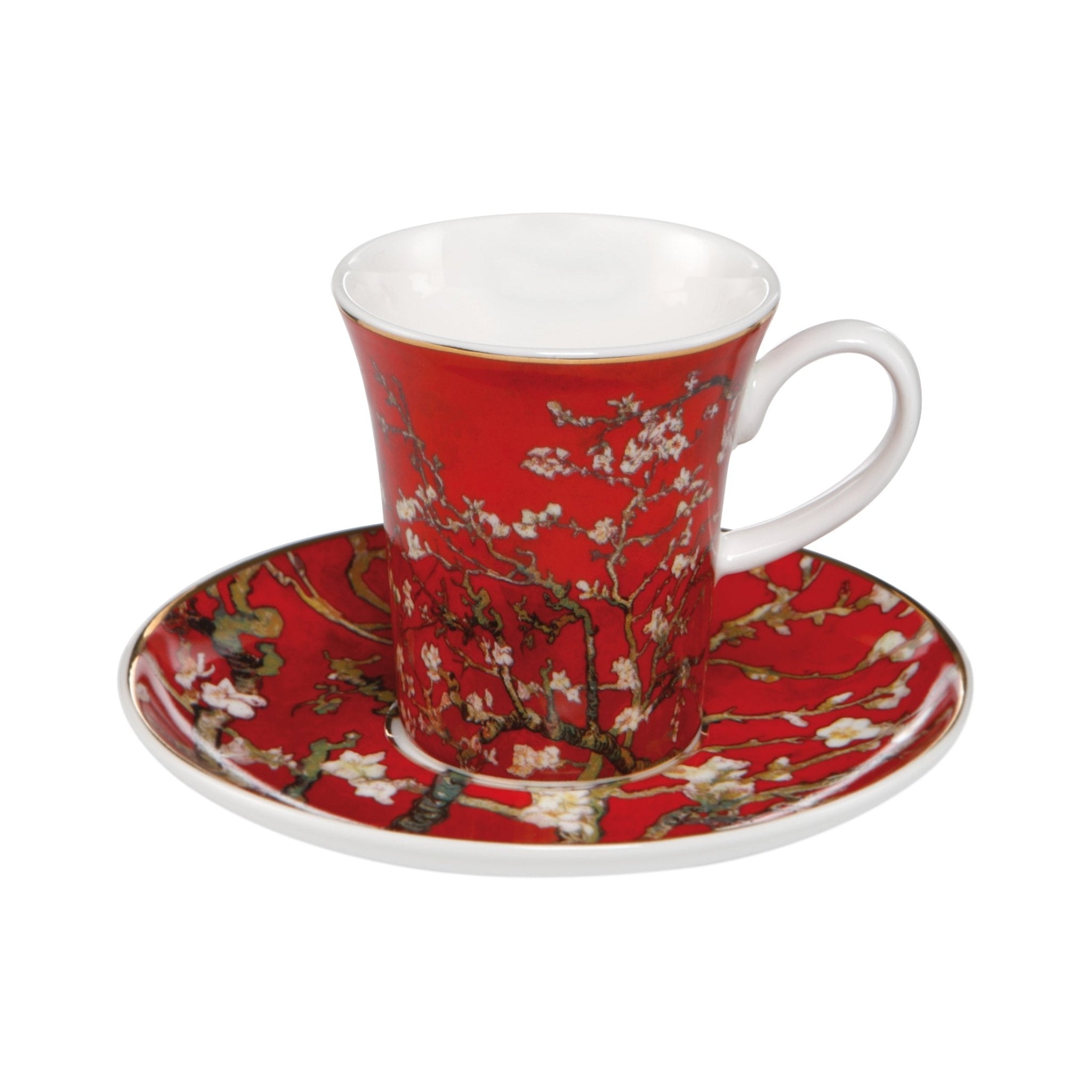 Goebel Espresso Cup & Saucer V. van Gogh - Almond tree red 100ml -Goebel