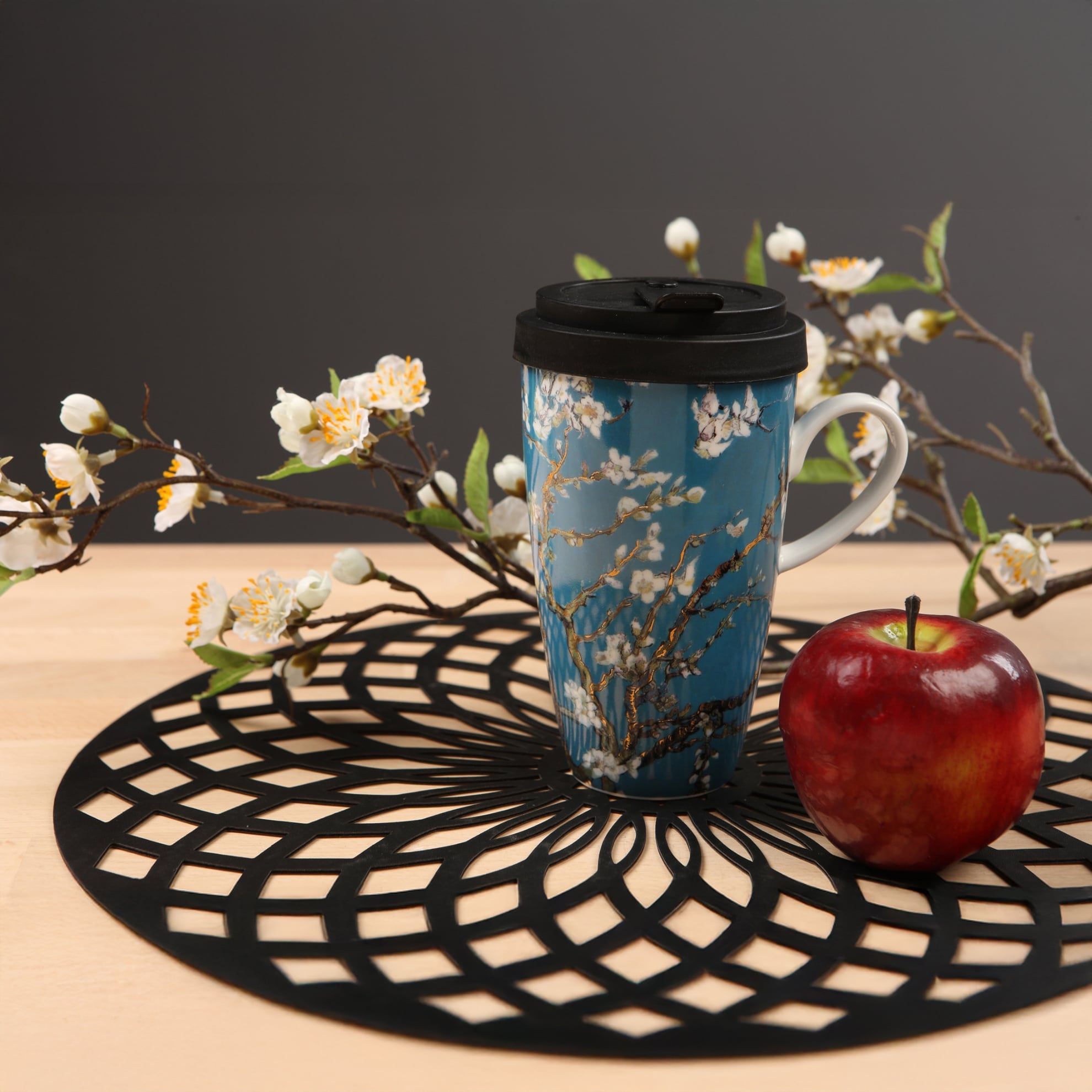 Goebel Mug with Lid Almond Tree blue -Goebel
