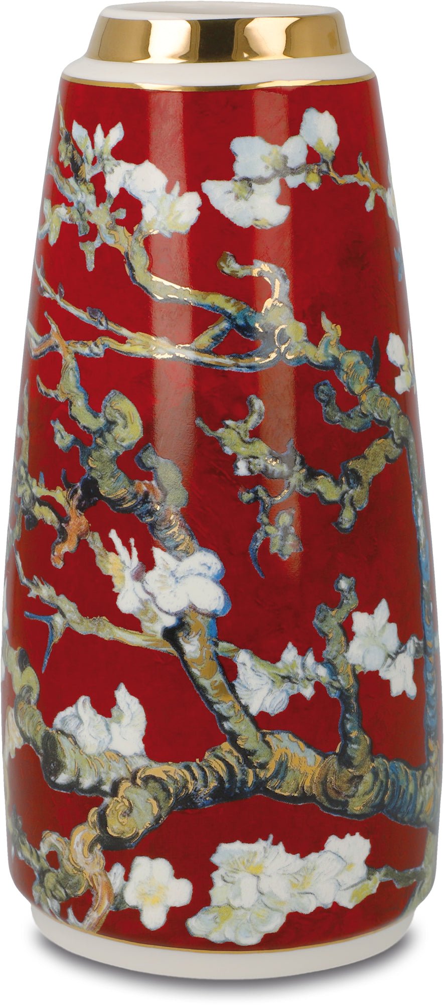 Goebel Slim Vase Van Gogh Almond Tree Red -Goebel