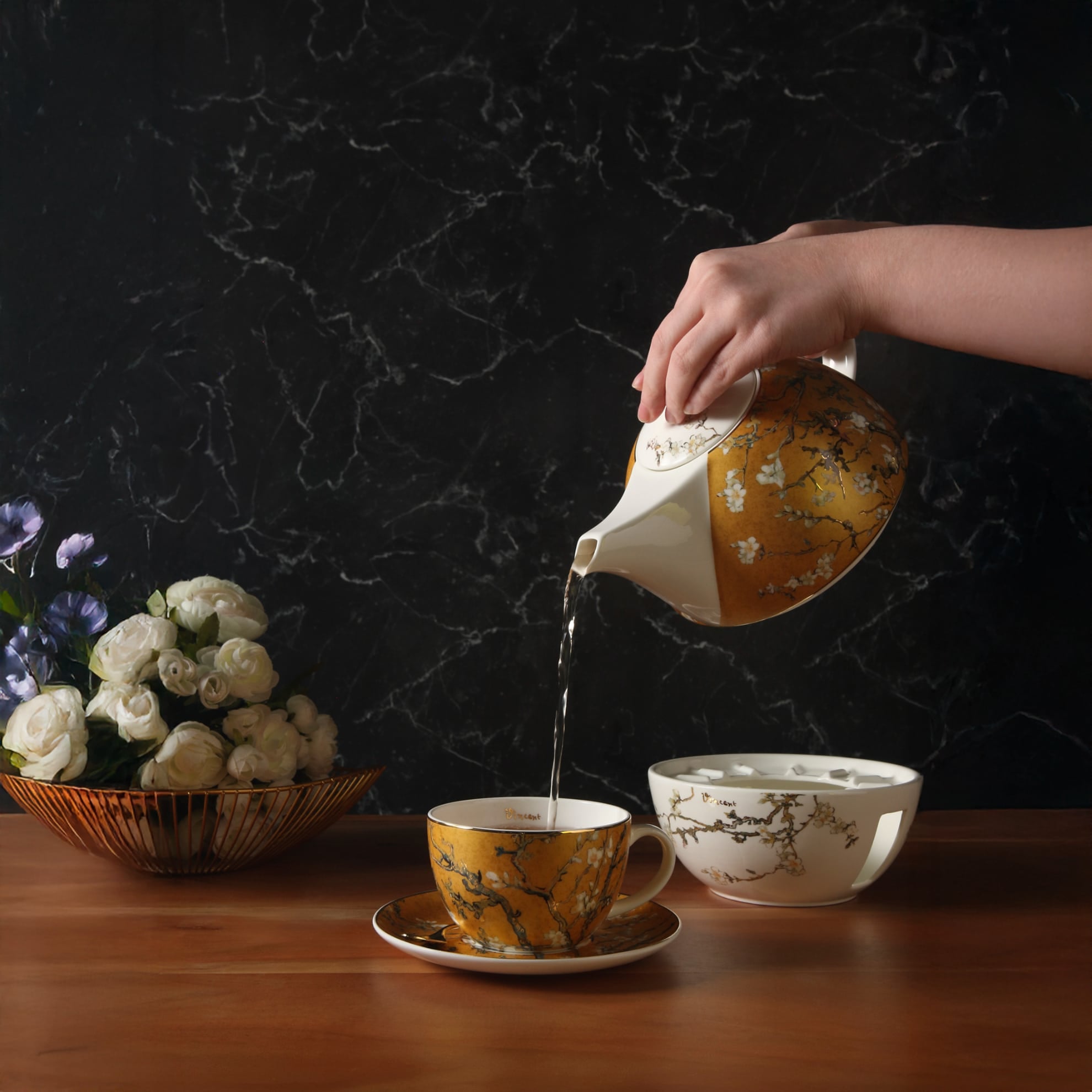 Goebel Tea For One Almond Tree Gold -Goebel