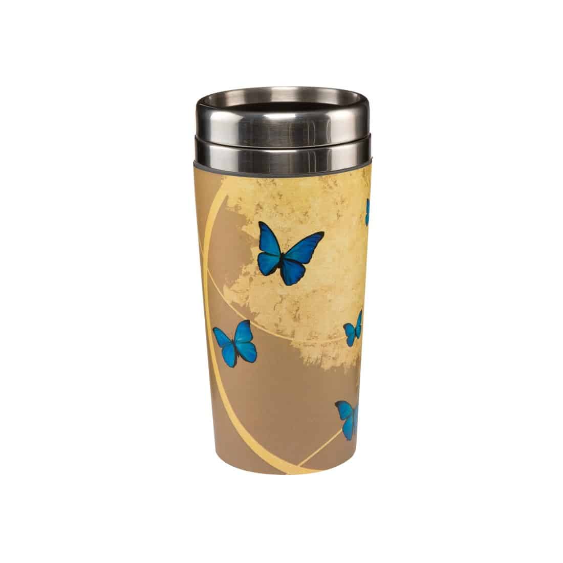 Goebel Travel Mug Charlotte Grey Butterflies -Goebel