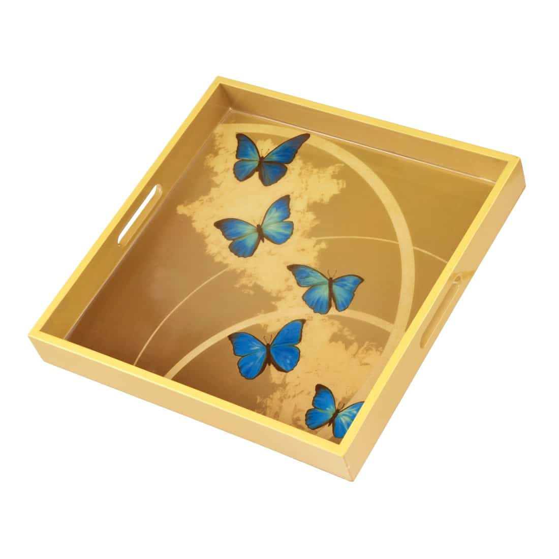 Goebel Tray Charlotte Grey Butterflies -Goebel