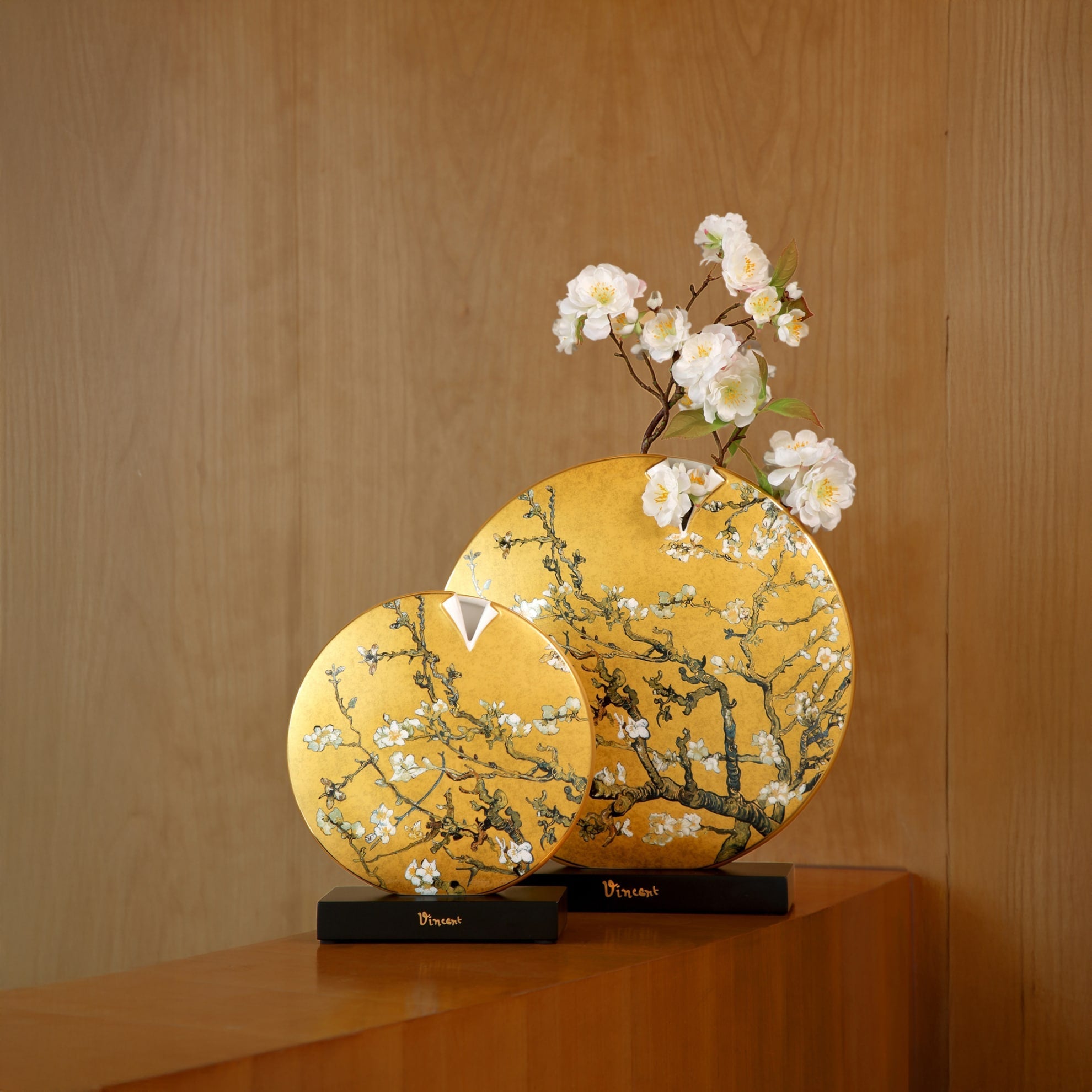 Goebel Vase Almond Tree Gold 22.5cm -Goebel