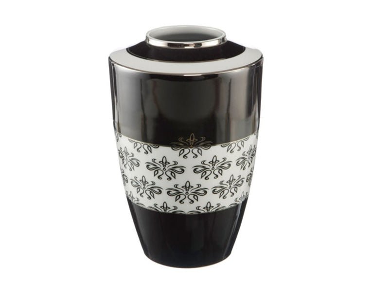 Goebel Vase Floral Black & Amp White 24cm -Goebel