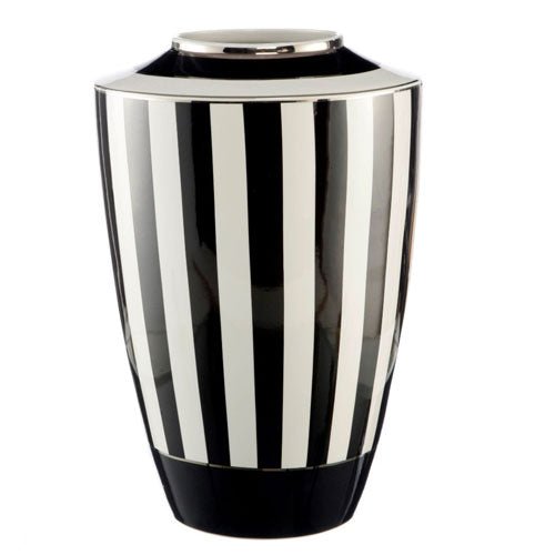 Goebel Vase Striped Black & Amp White 41cm -Goebel