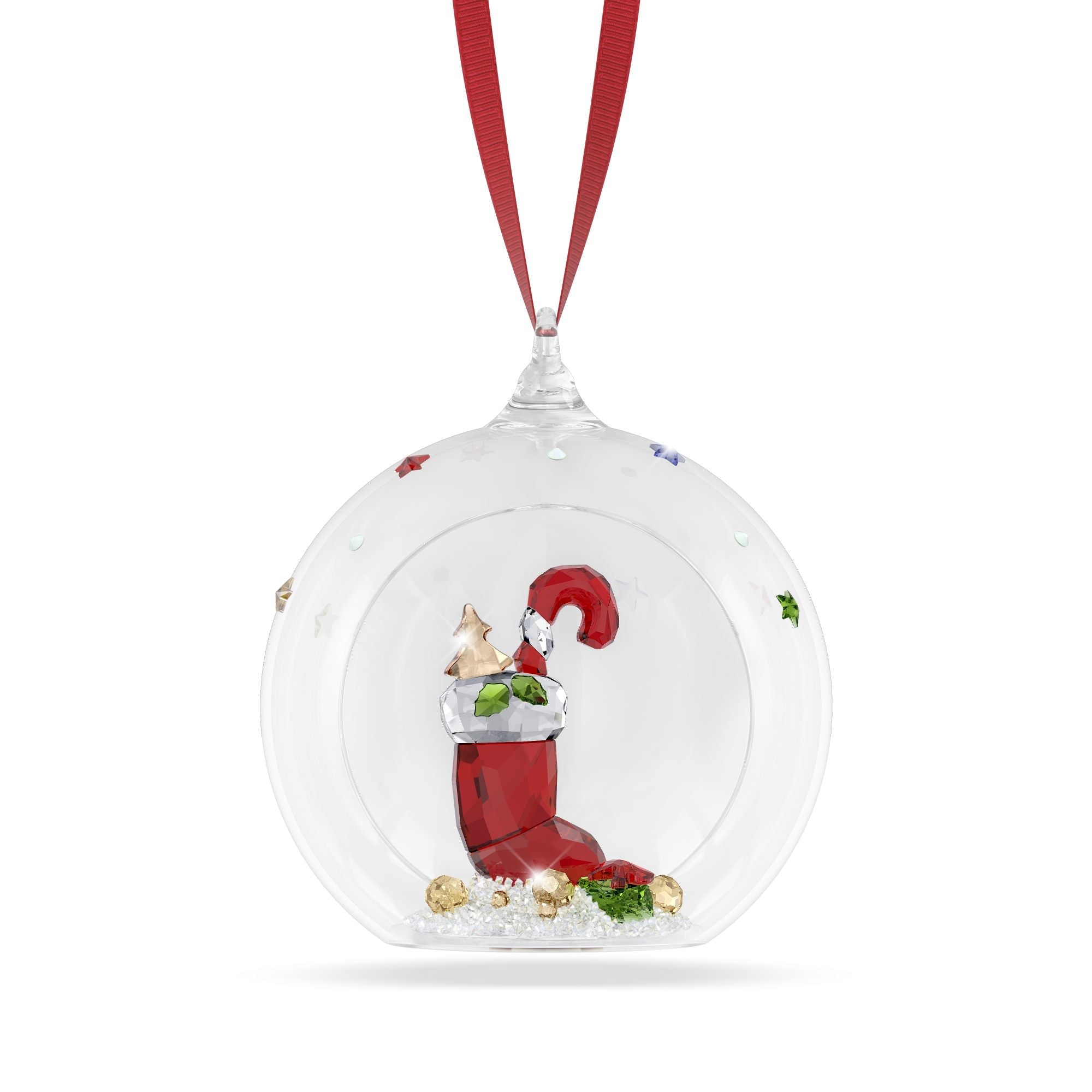 Holiday Cheers Stocking and Candy Ball Ornament -Swarovski