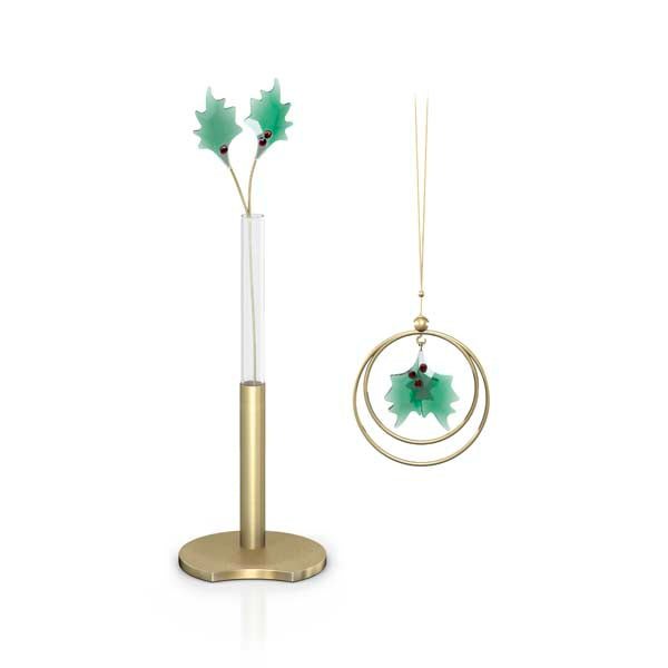 Home Acc : Garden Tales:set Holly Leaves -Swarovski