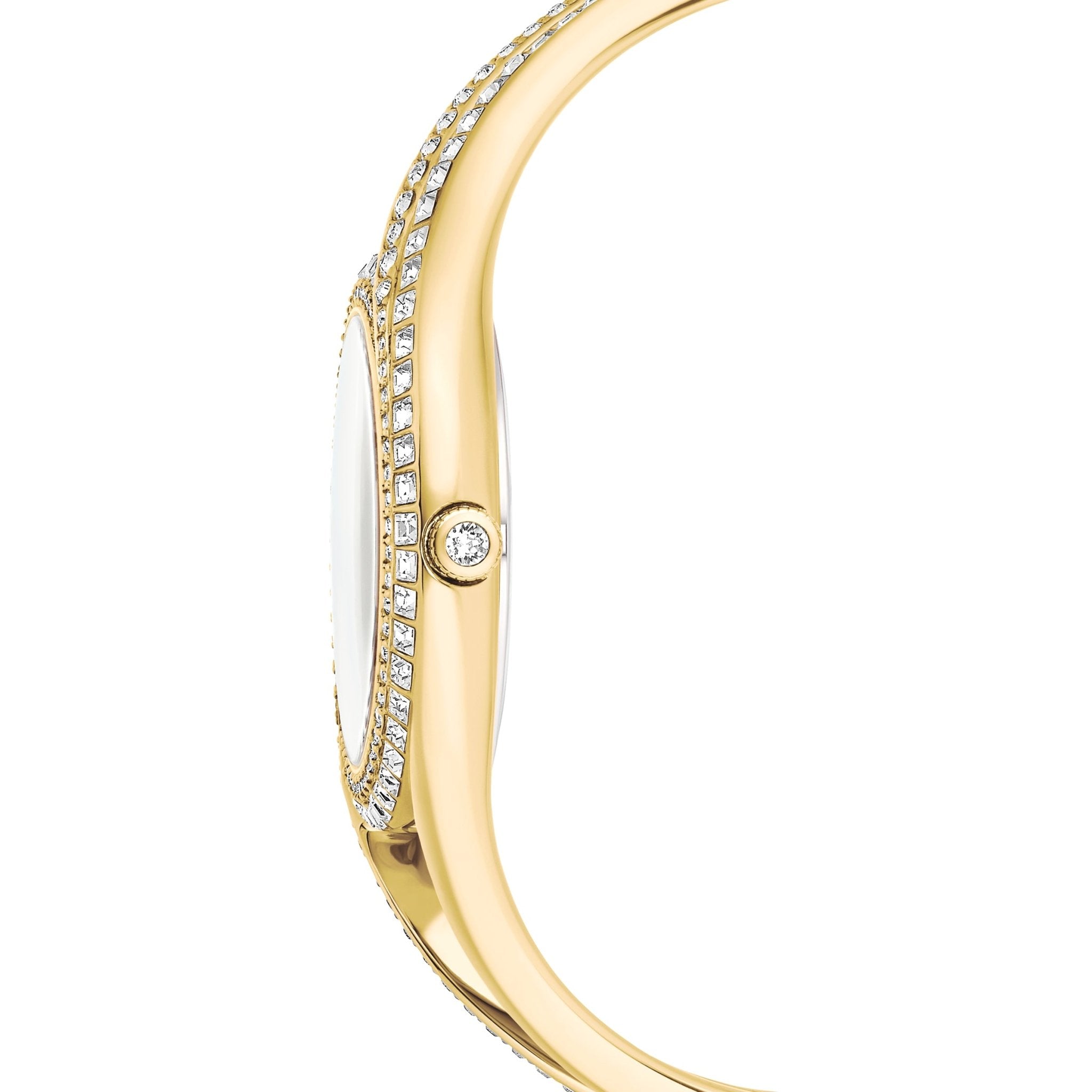Hyperbola bangle watch, Swiss Made, Metal bracelet, Gold tone, Gold-tone finish -Swarovski