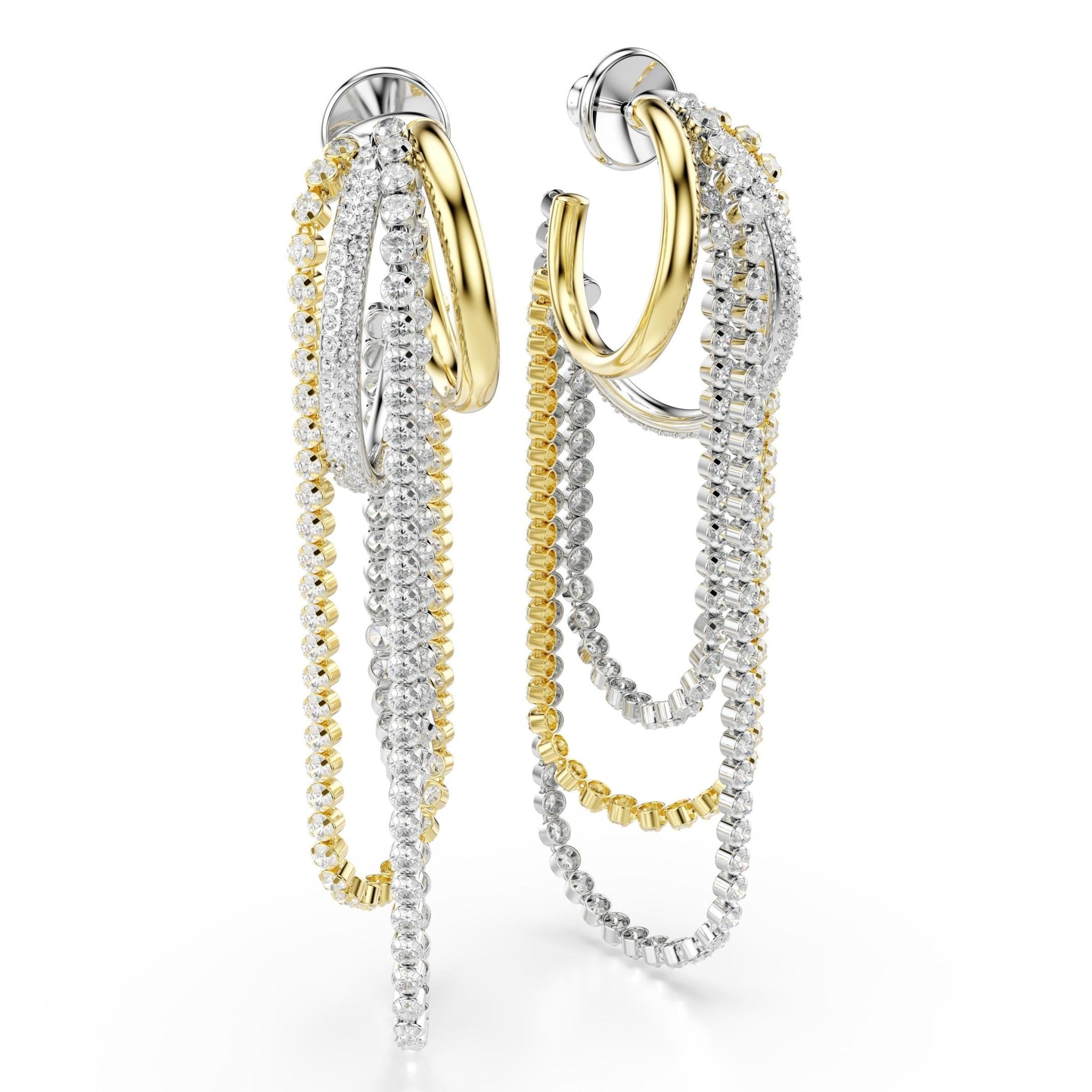 Hyperbola earrings, Layered, Round cut, White, Mixed metal finish -Swarovski