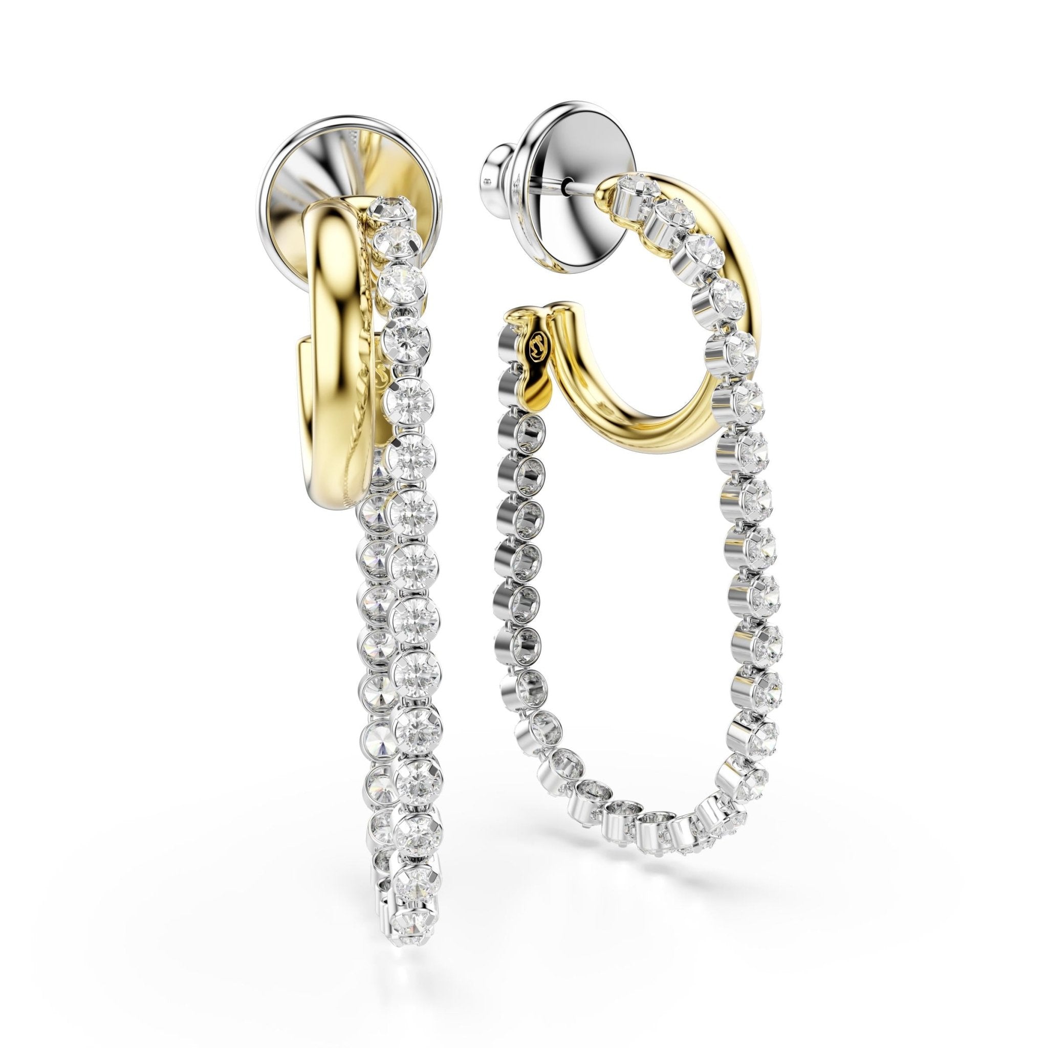 Hyperbola earrings, Round cut, White, Mixed metal finish -Swarovski