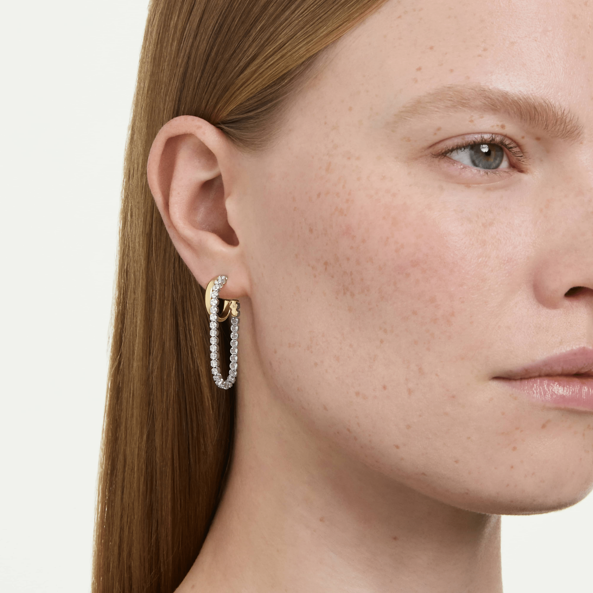Hyperbola earrings, Round cut, White, Mixed metal finish -Swarovski