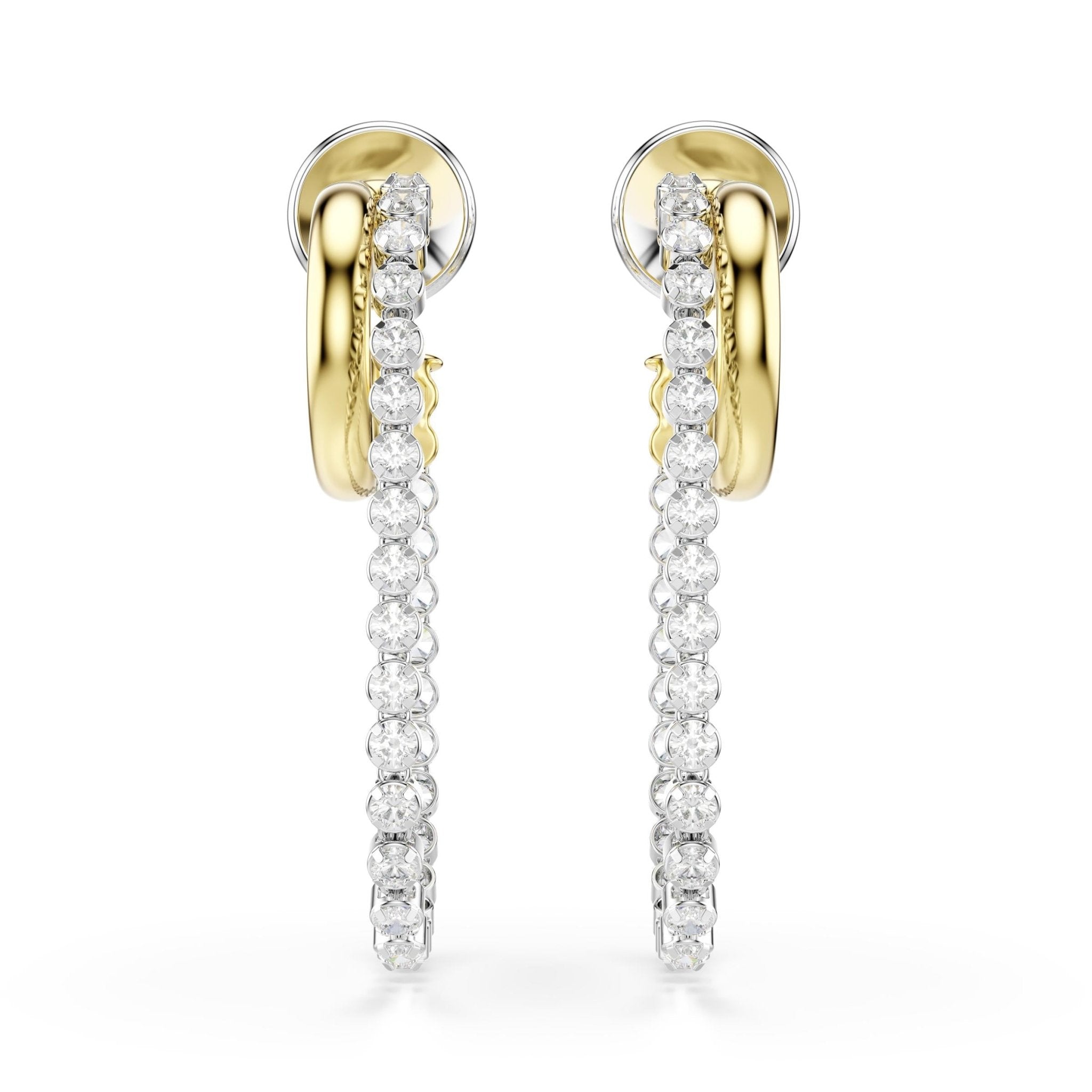 Hyperbola earrings, Round cut, White, Mixed metal finish -Swarovski