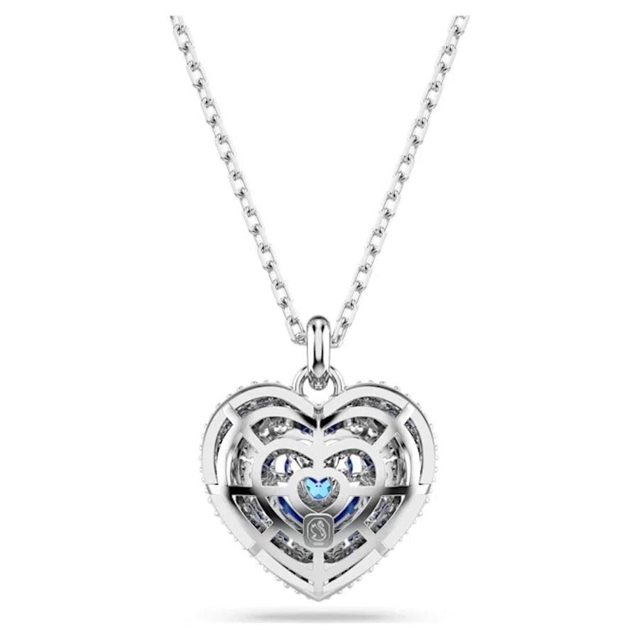 Hyperbola Pendant Heart Blue Rhodium plated -Swarovski
