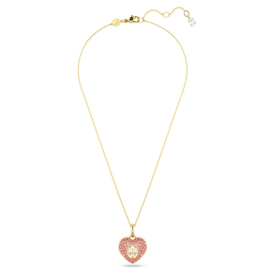Hyperbola Pendant Octagon Cut Heart Pink Gold-tone plated -Swarovski