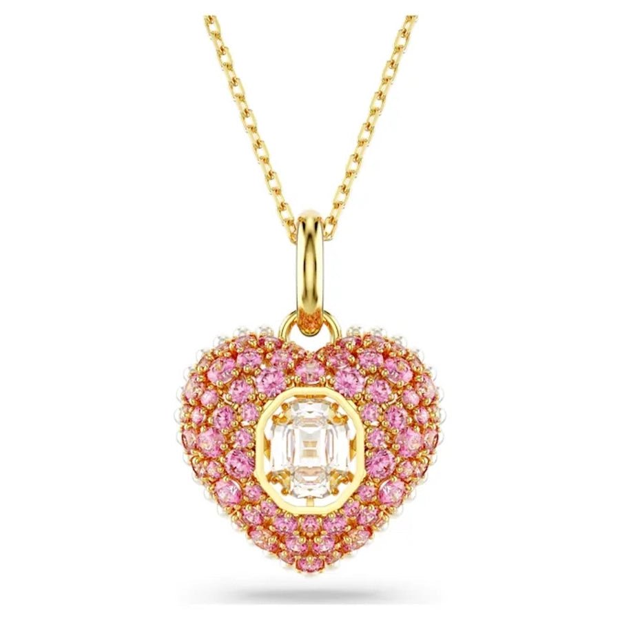 Hyperbola Pendant Octagon Cut Heart Pink Gold-tone plated -Swarovski