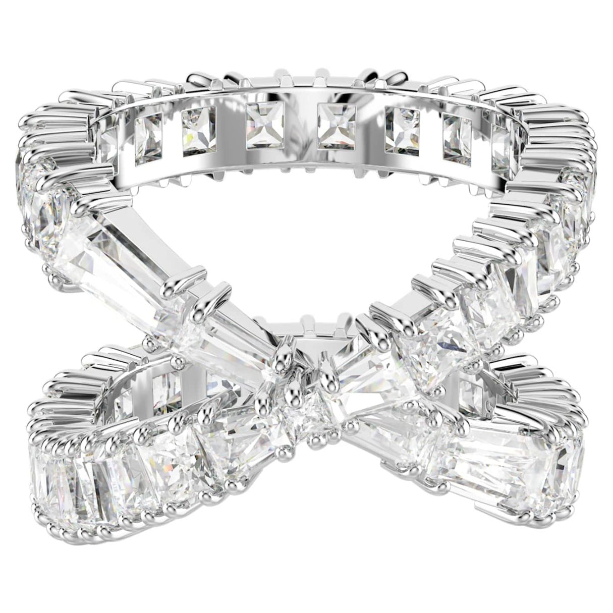 Hyperbola ring Infinity, White, Silver-tone finish 50 -Swarovski