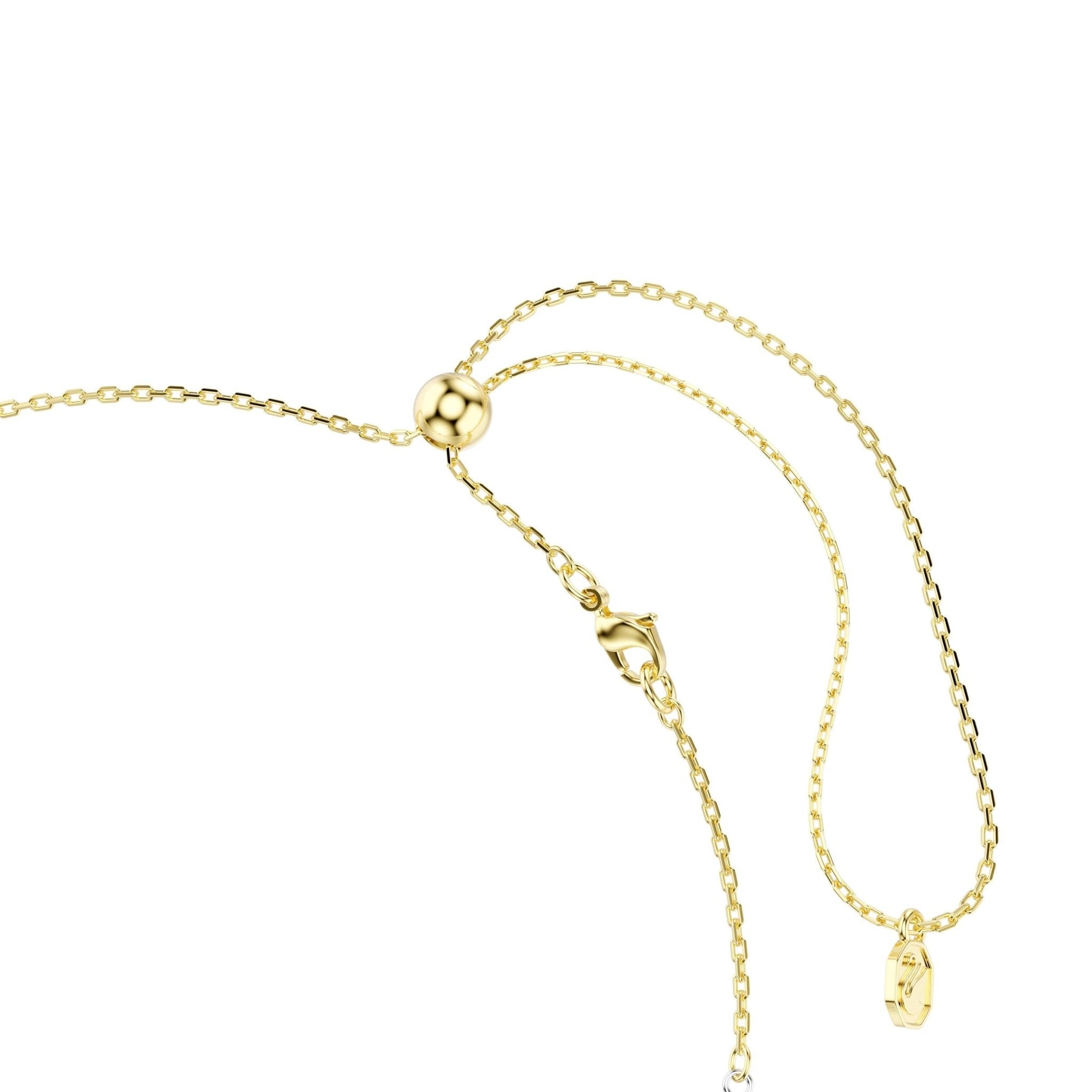Hyperbola Y necklace, Round cut, Knot, White, Mixed metal finish -Swarovski