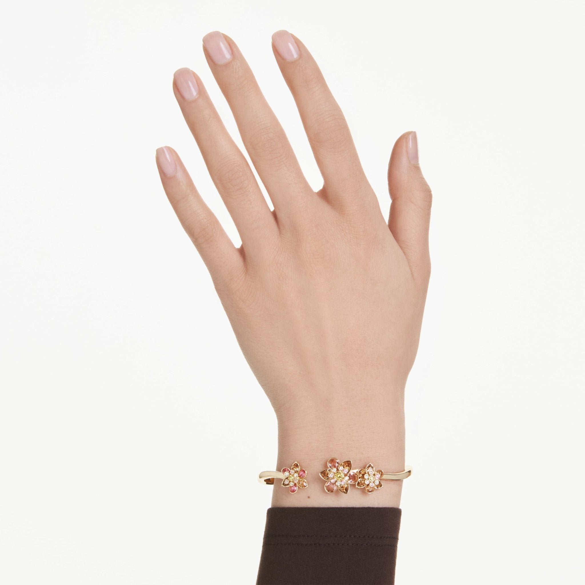 Idyllia bangle Mixed cuts, Flower, Multicolored, 18K gold finish -Swarovski