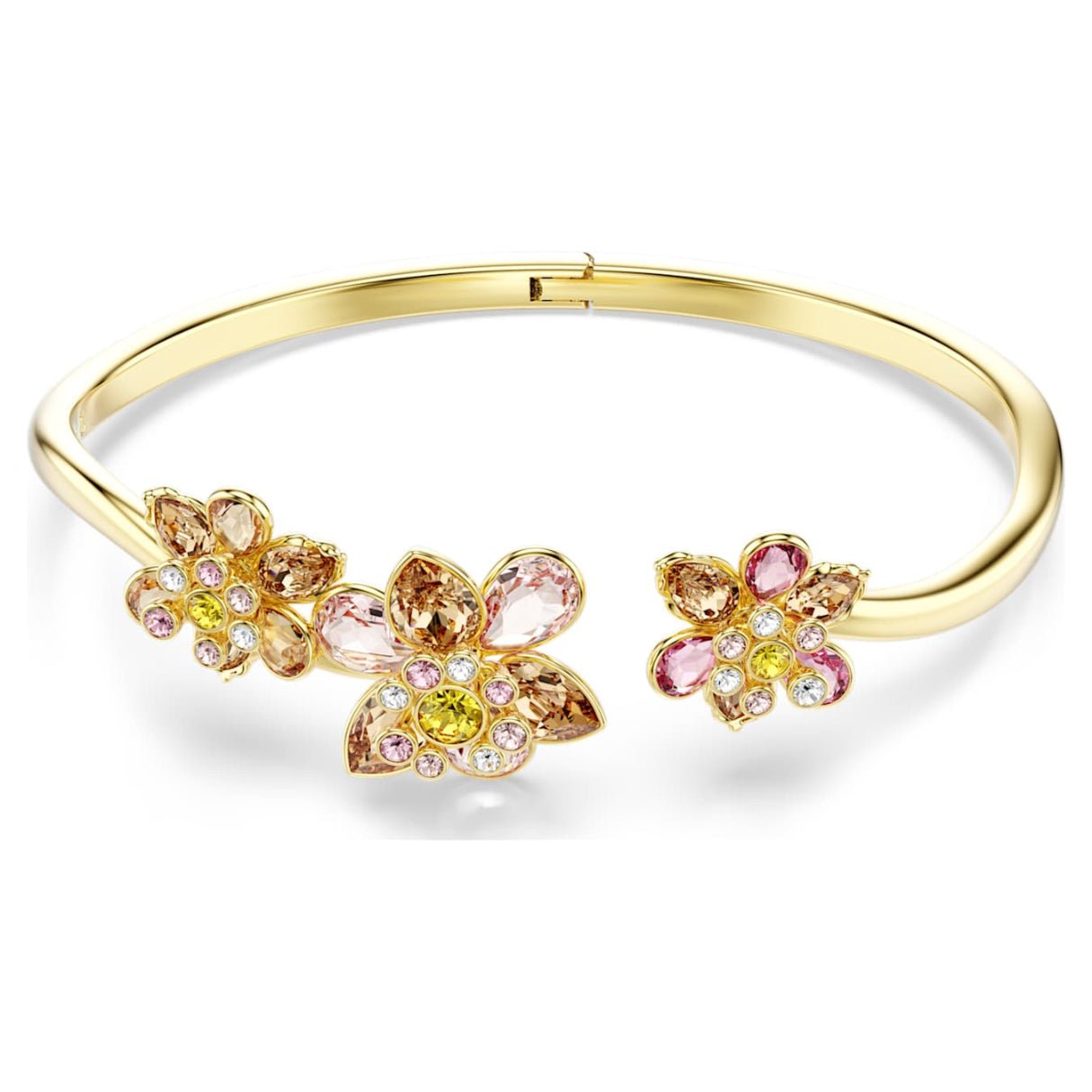 Idyllia bangle Mixed cuts, Flower, Multicolored, 18K gold finish -Swarovski