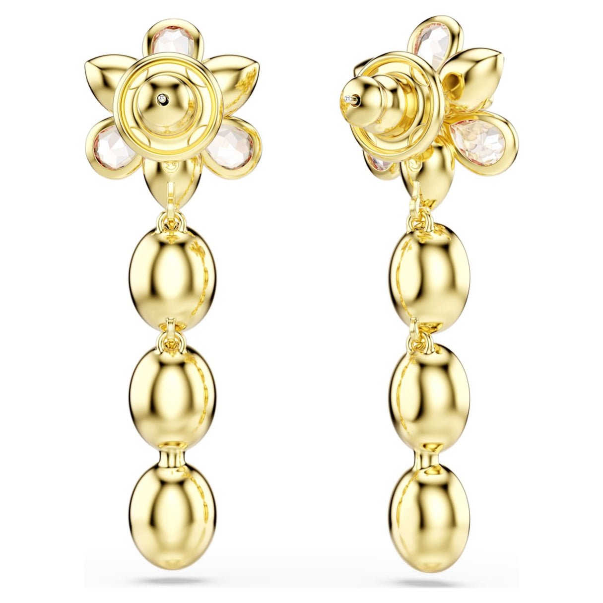 Idyllia drop earrings Mixed cuts, Flower, Multicolored, 18K gold finish -Swarovski