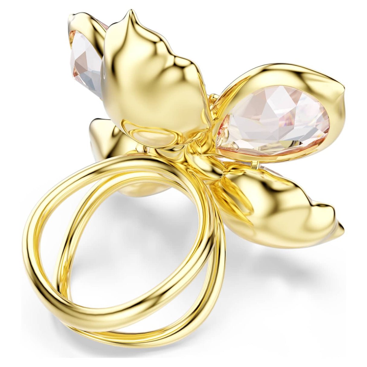 Idyllia motif ring Mixed cuts, Flower, Multicolored, 18K gold finish 55 -Swarovski