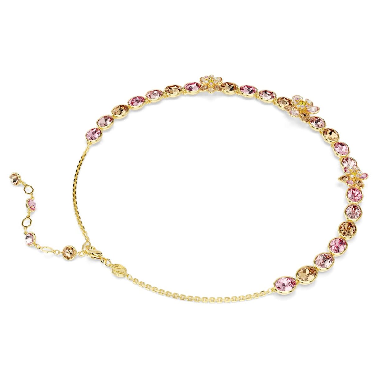 Idyllia necklace Mixed cuts, Flower, Multicolored, 18K gold finish -Swarovski