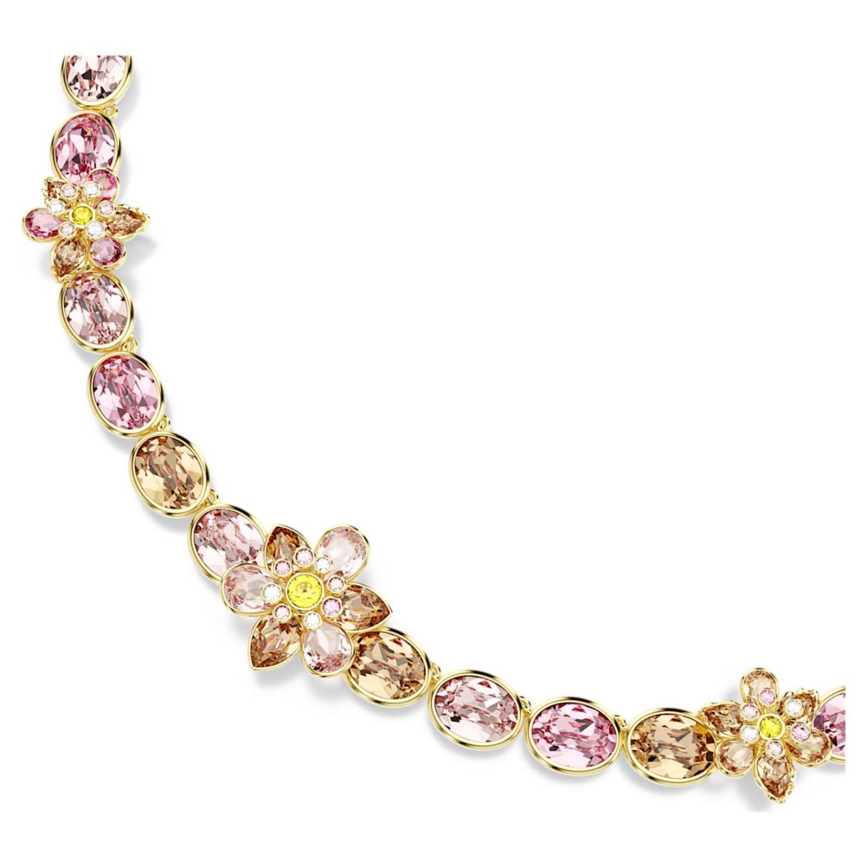 Idyllia necklace Mixed cuts, Flower, Multicolored, 18K gold finish -Swarovski