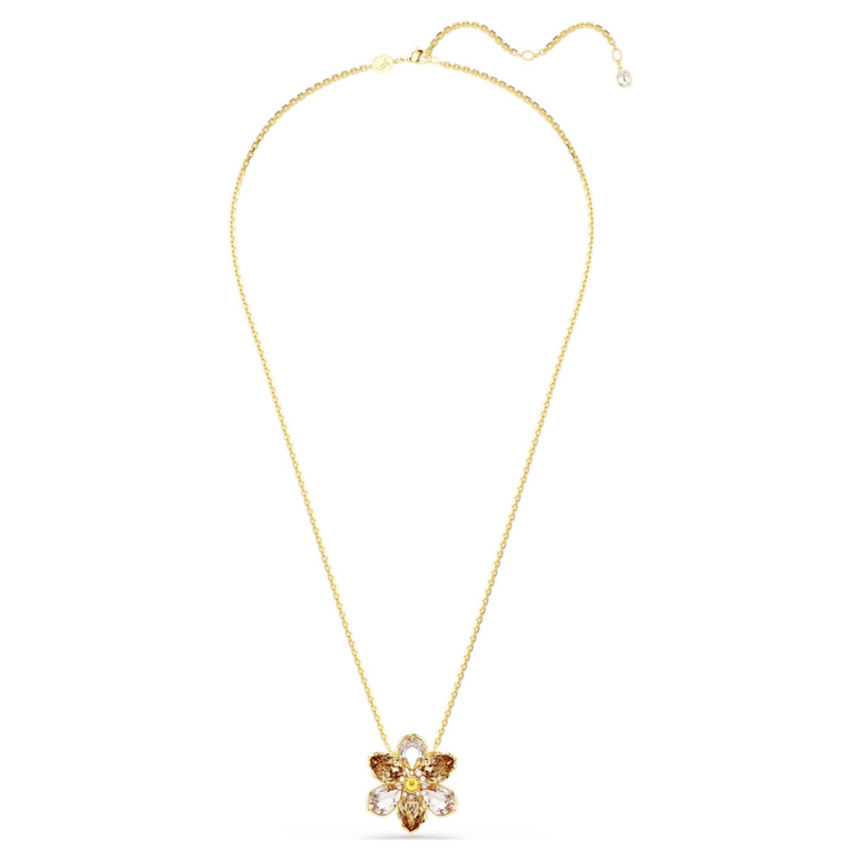 Idyllia pendant and broochMixed cuts, Flower, Multicoloured, 18K gold finish -Swarovski