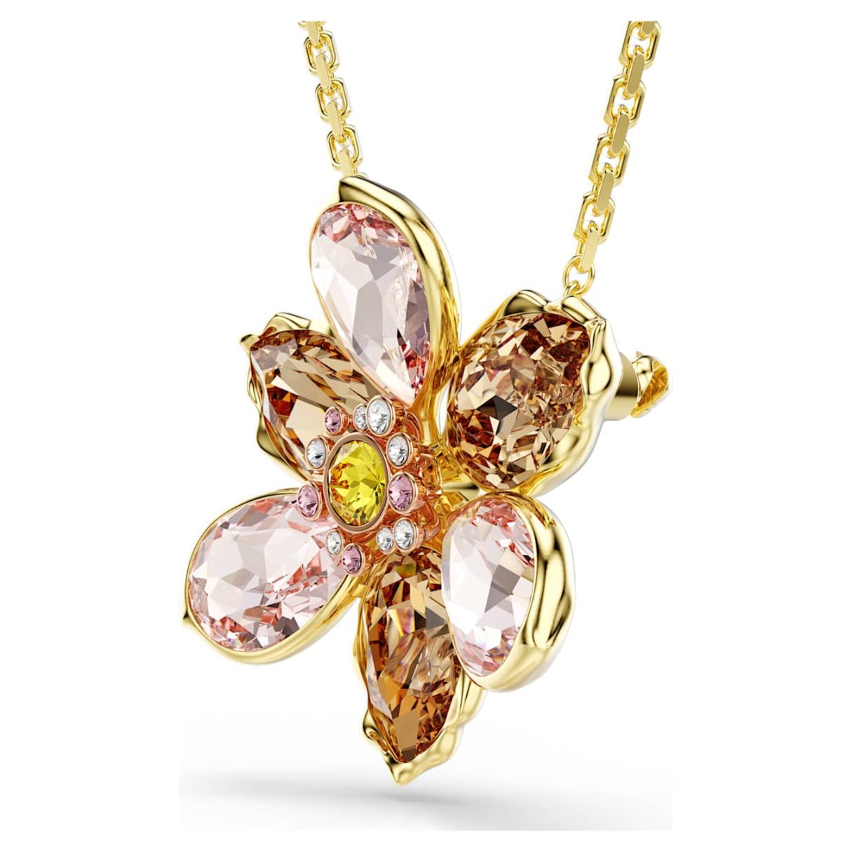 Idyllia pendant and broochMixed cuts, Flower, Multicoloured, 18K gold finish -Swarovski