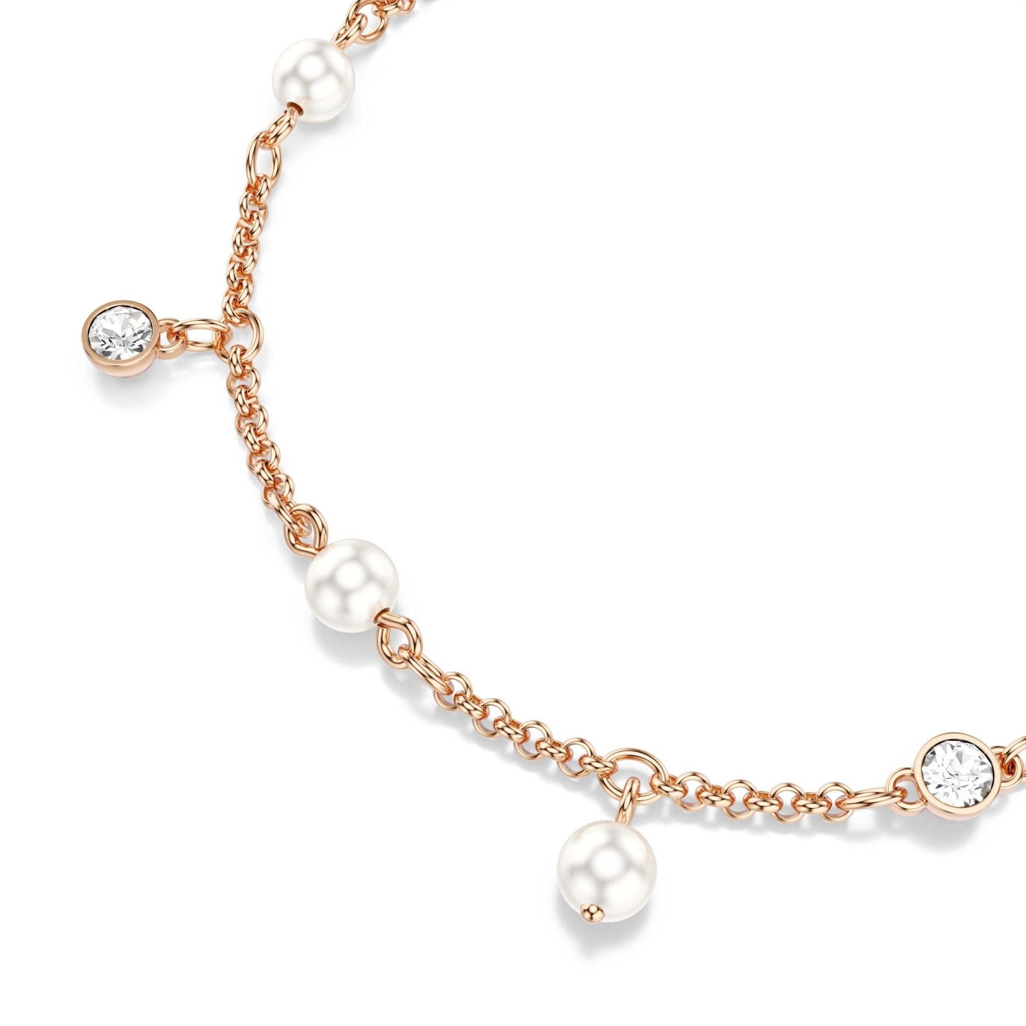 Imber bracelet, Crystal pearl, Round cut, White, 18K rose gold finish -Swarovski