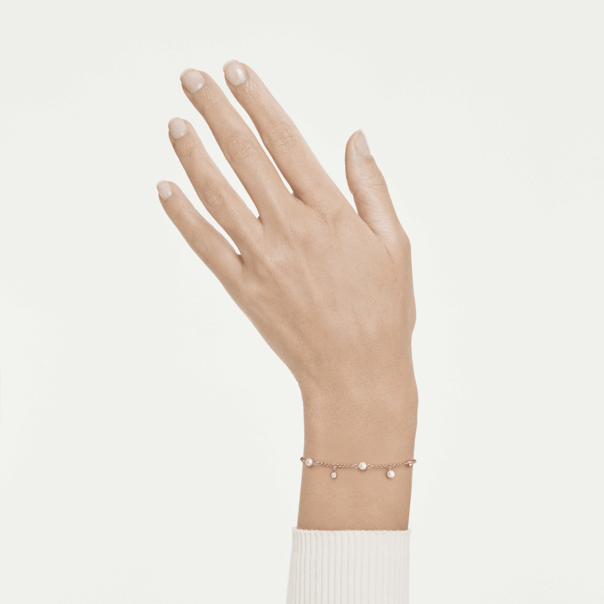 Imber bracelet, Crystal pearl, Round cut, White, 18K rose gold finish -Swarovski