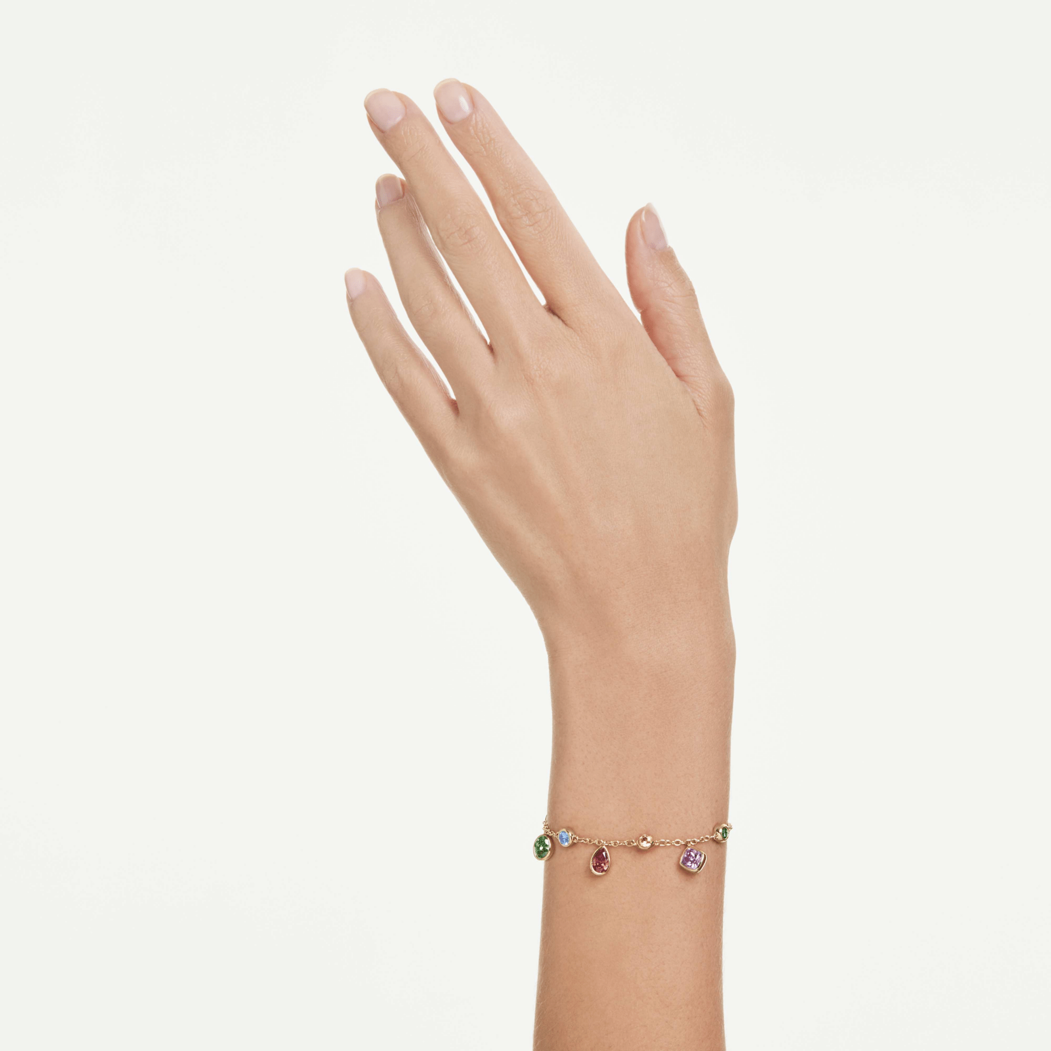 Imber bracelet, Mixed cuts, Multicolored, 18K gold finish -Swarovski