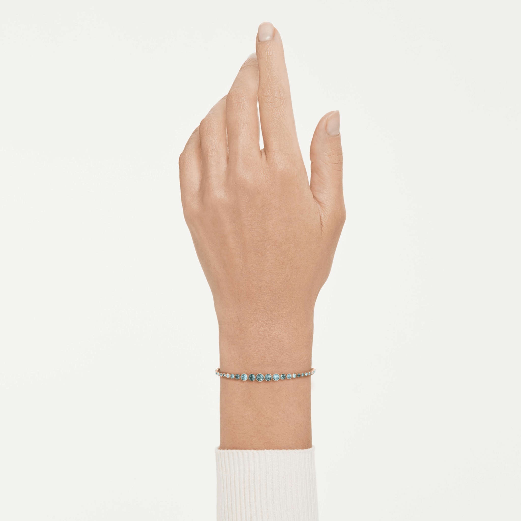 Imber bracelet, Round cut, Blue, 18K gold finish -Swarovski