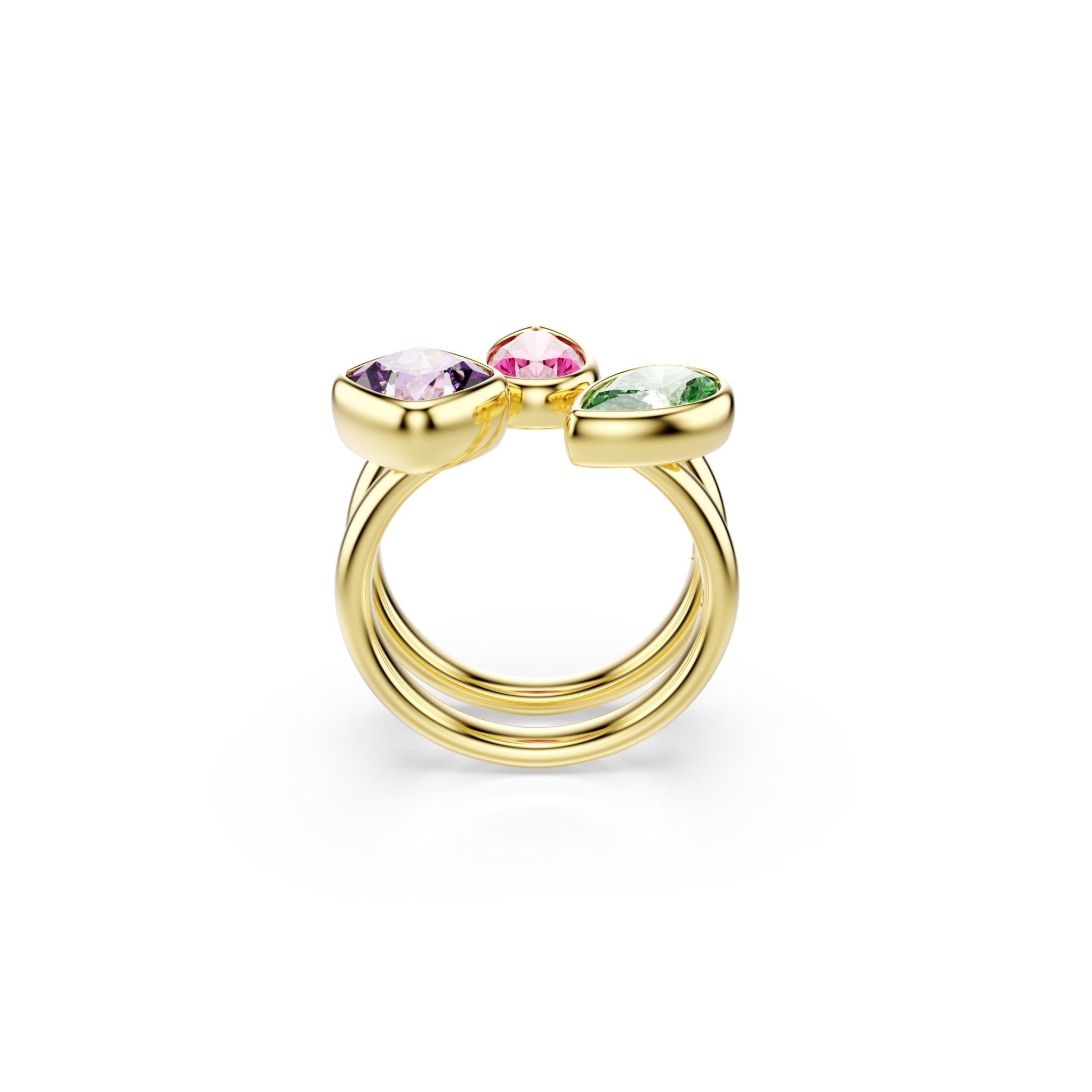 Imber cocktail ring, Set (2), Mixed cuts, Multicolored, 18K gold finish -Swarovski