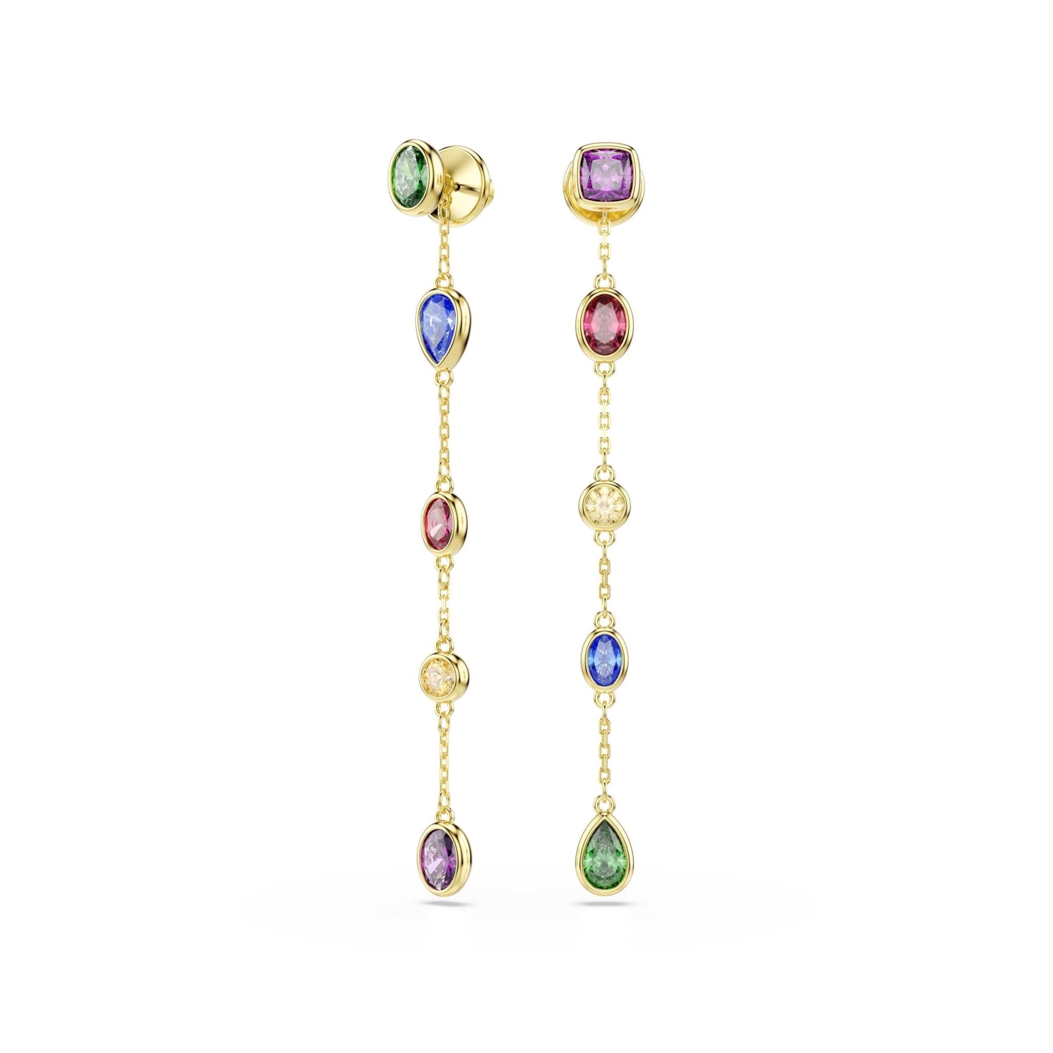 Imber drop earrings, Mixed cuts, Multicolored, 18K gold finish -Swarovski