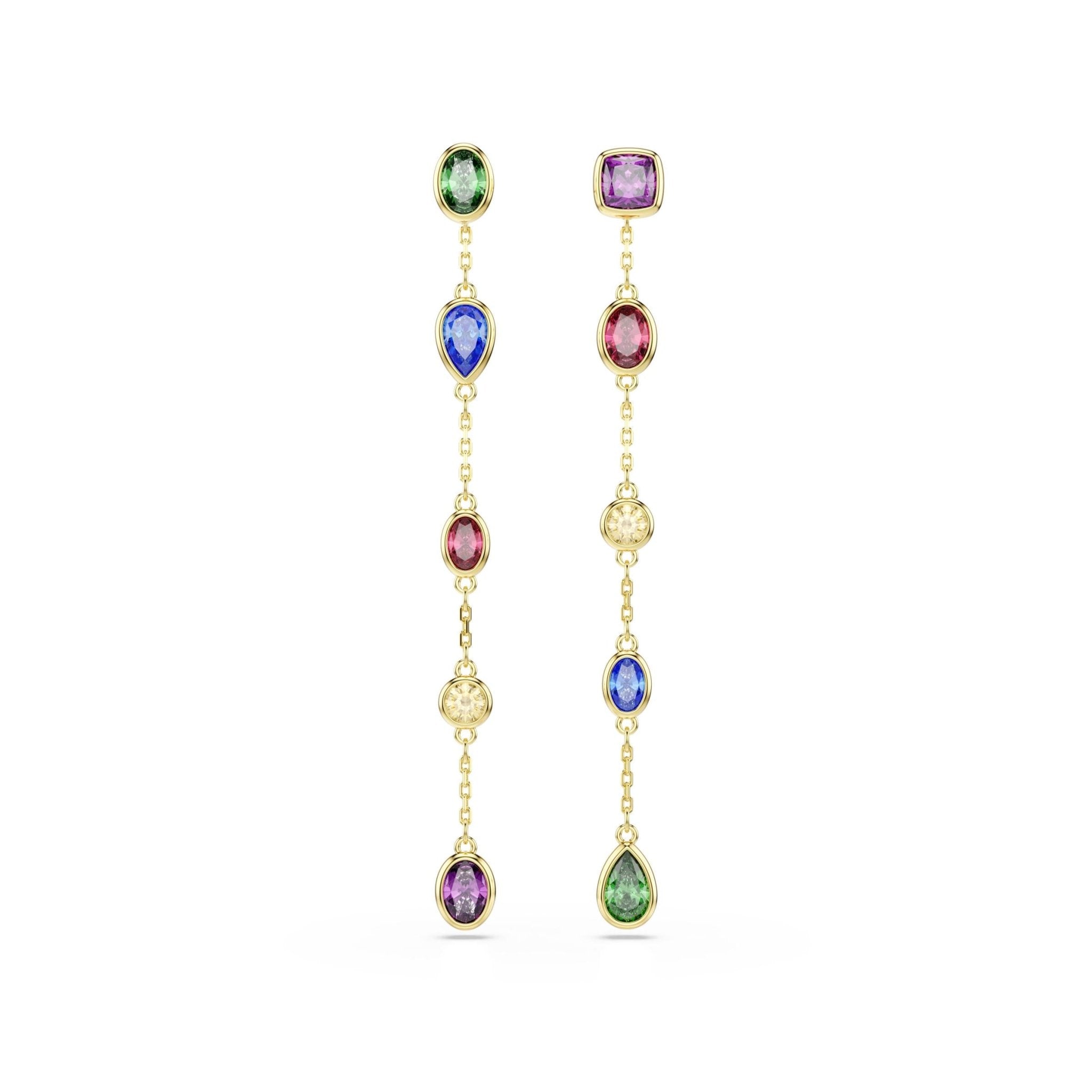 Imber drop earrings, Mixed cuts, Multicolored, 18K gold finish -Swarovski