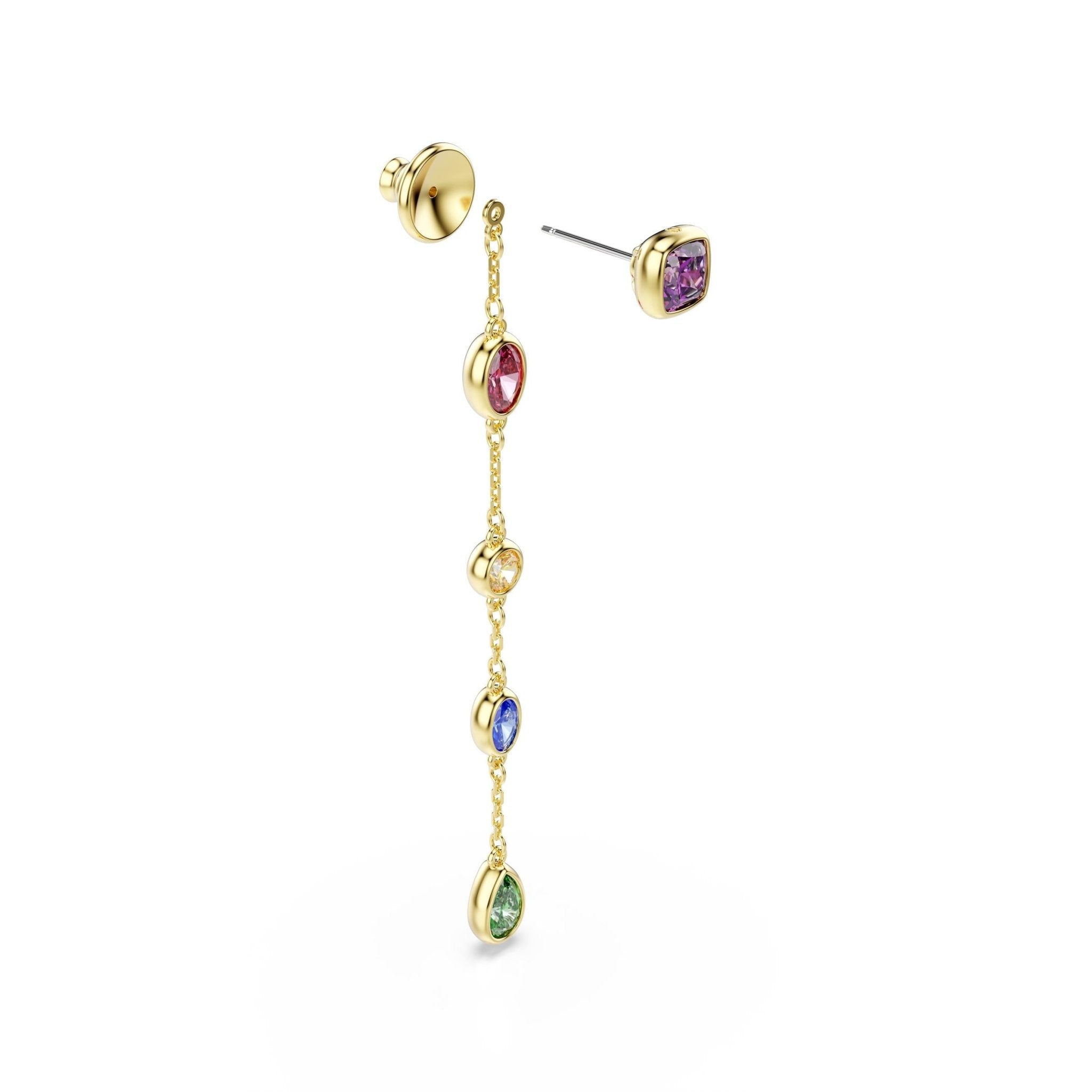Imber drop earrings, Mixed cuts, Multicolored, 18K gold finish -Swarovski